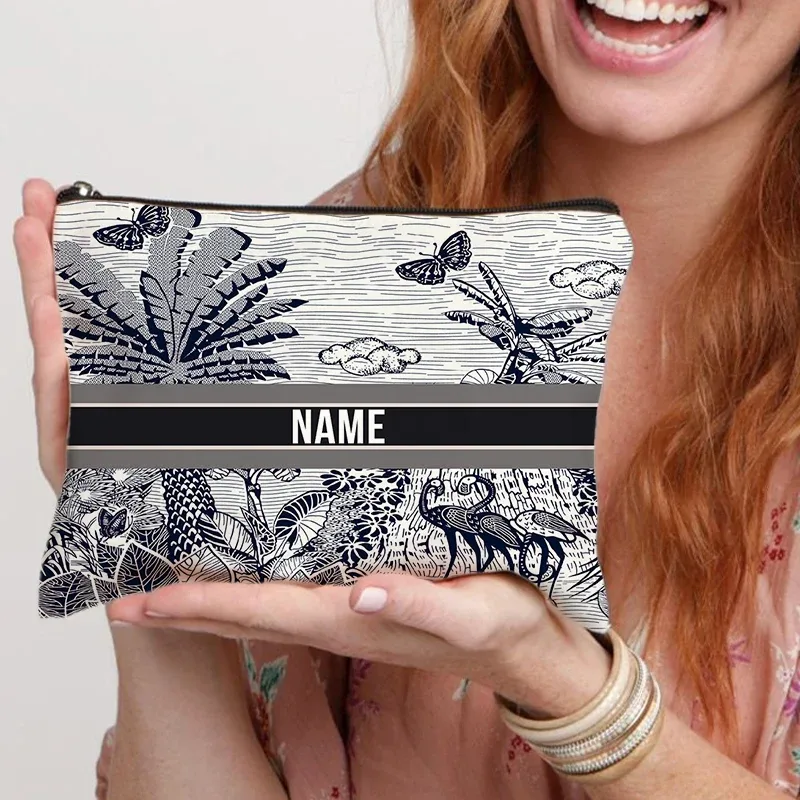 trousse de maquillage personnalisée avec nom pour femmes, cadeau pour enseignant, pochette cosmétique personnalisable, trousse de toilette de voyage, trousse à crayons scolaire