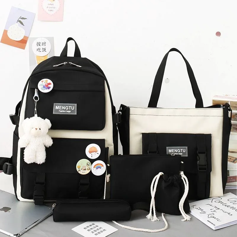 sac dos nylon beige poche ouverte fermeture éclair haut volume voyage école mode adolescente