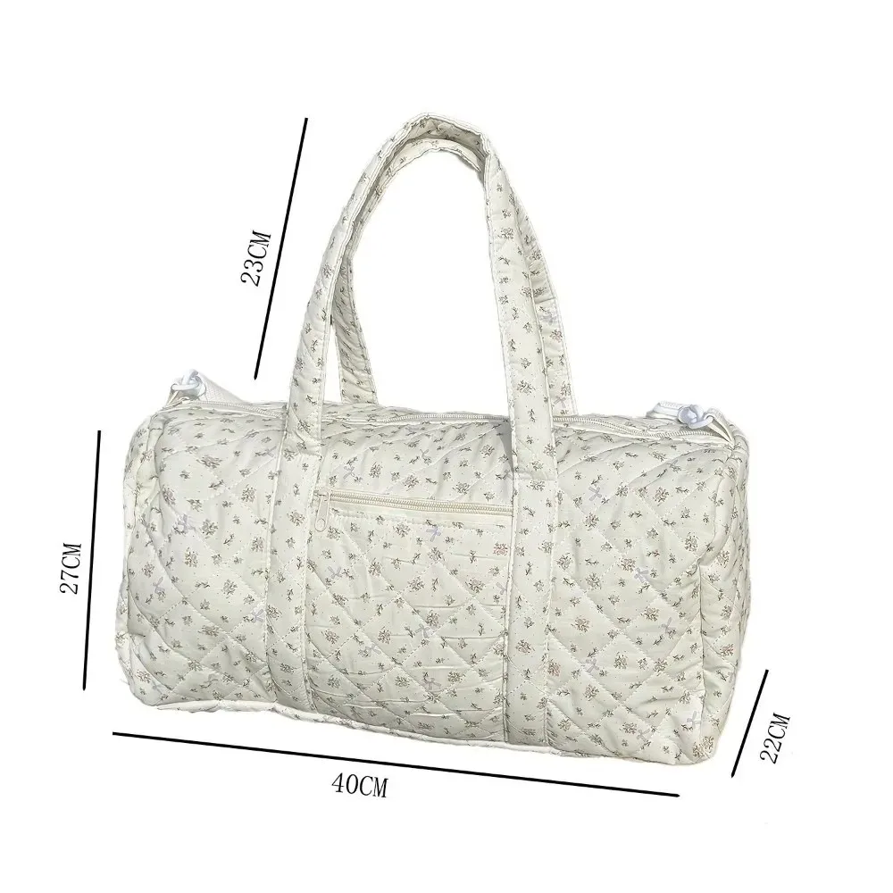 sac de voyage matelassé léger version coréenne, motif floral, grande capacité, sac boston diagonal, sac à main en coton, voyage