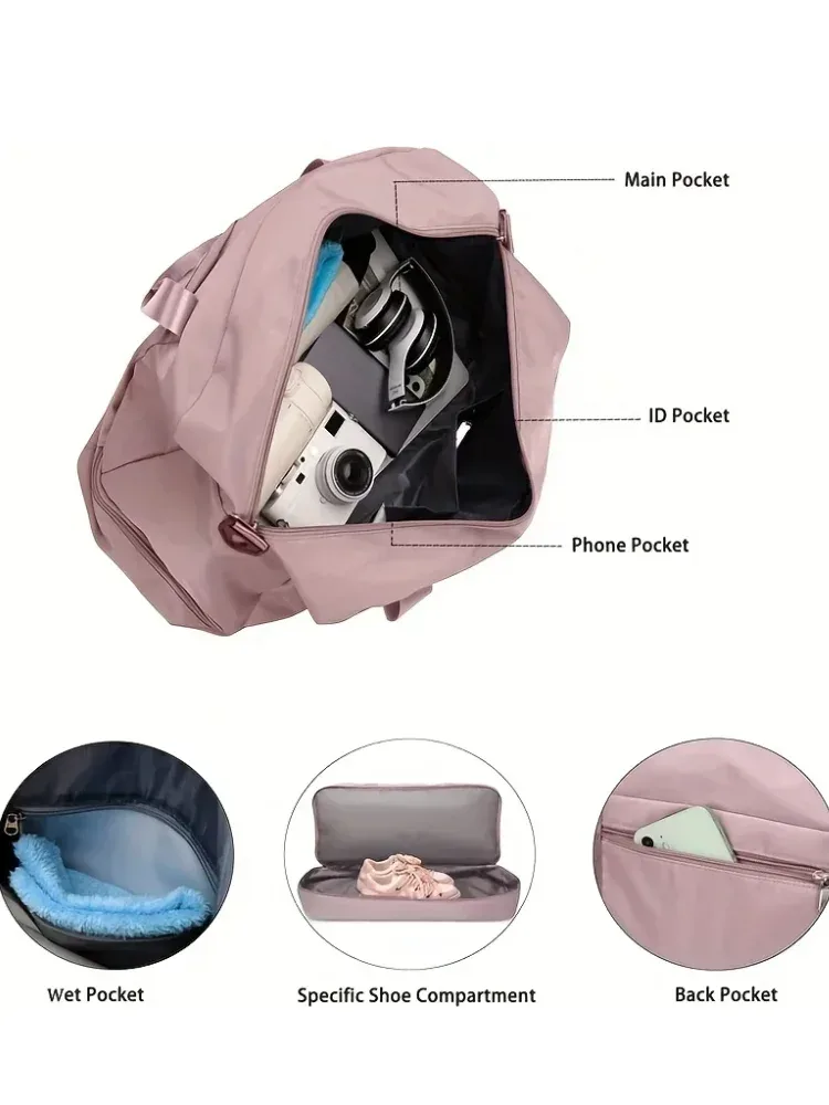 sac de voyage extensible pour femmes, sac à main de sport, sac de fitness, grande capacité, sac de nuit pour week-end à une épaule