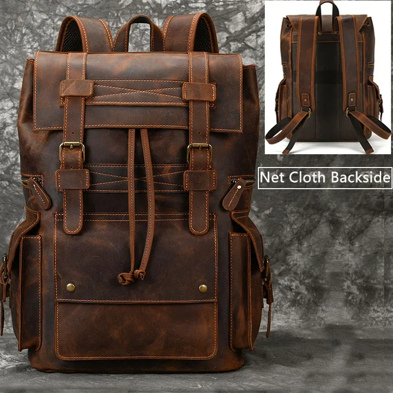 luufan-sac à dos en cuir véritable de grande capacité pour homme, sac à dos pour ordinateur portable 17 pouces, sac à bandoulière multifonction, sac à dos de voyage pour homme