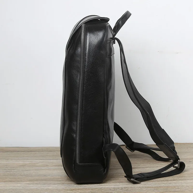nzpj-sac à dos en cuir de vachette naturel pour homme, sac d'ordinateur décontracté, sac d'école rétro haute capacité, sac chimmen pour ordinateur portable 15.6"