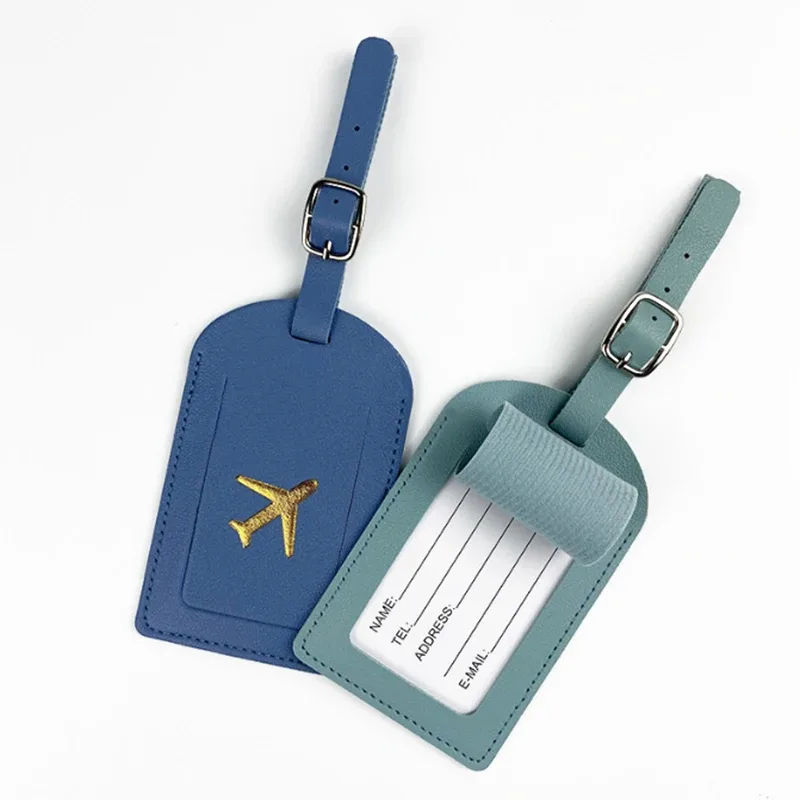 étiquette de bagage en cuir pu pour hommes et femmes, adresse de valise mignonne, étiquette de sac d'embarquement de bagages, porte-adresse d'identification de nom, accessoires de voyage