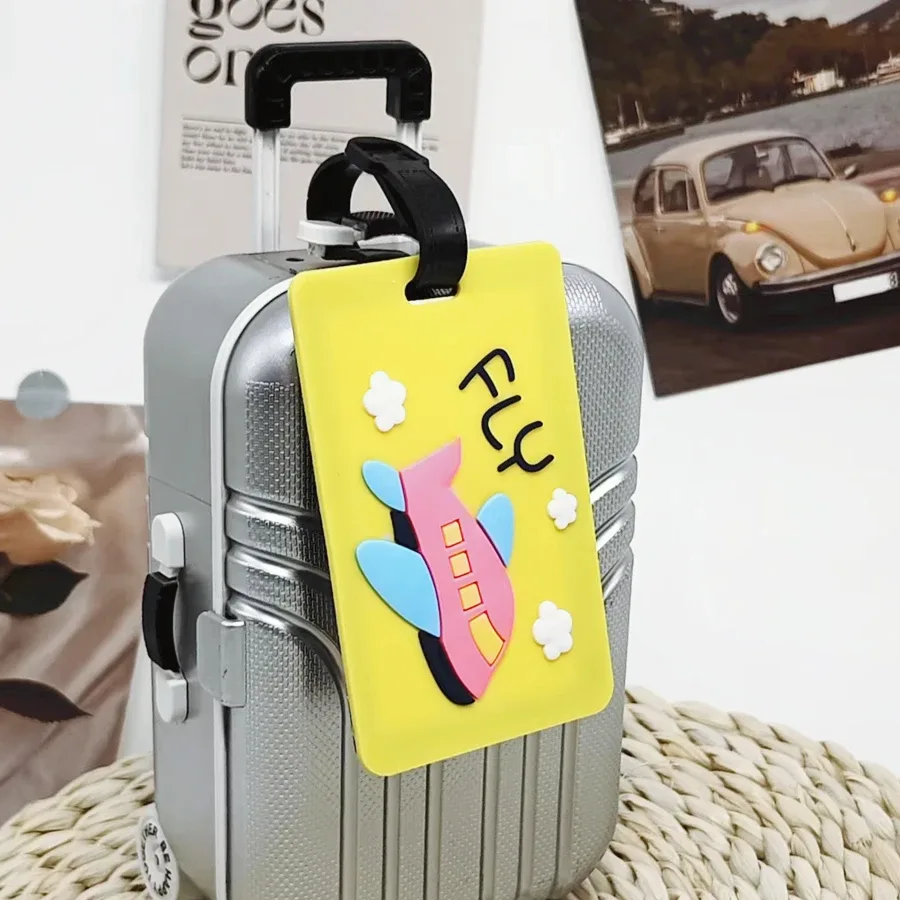 étiquette de bagage en pvc pour avion, 1 pièce, accessoires de voyage, carte d'identité pour étudiants, garçons et filles