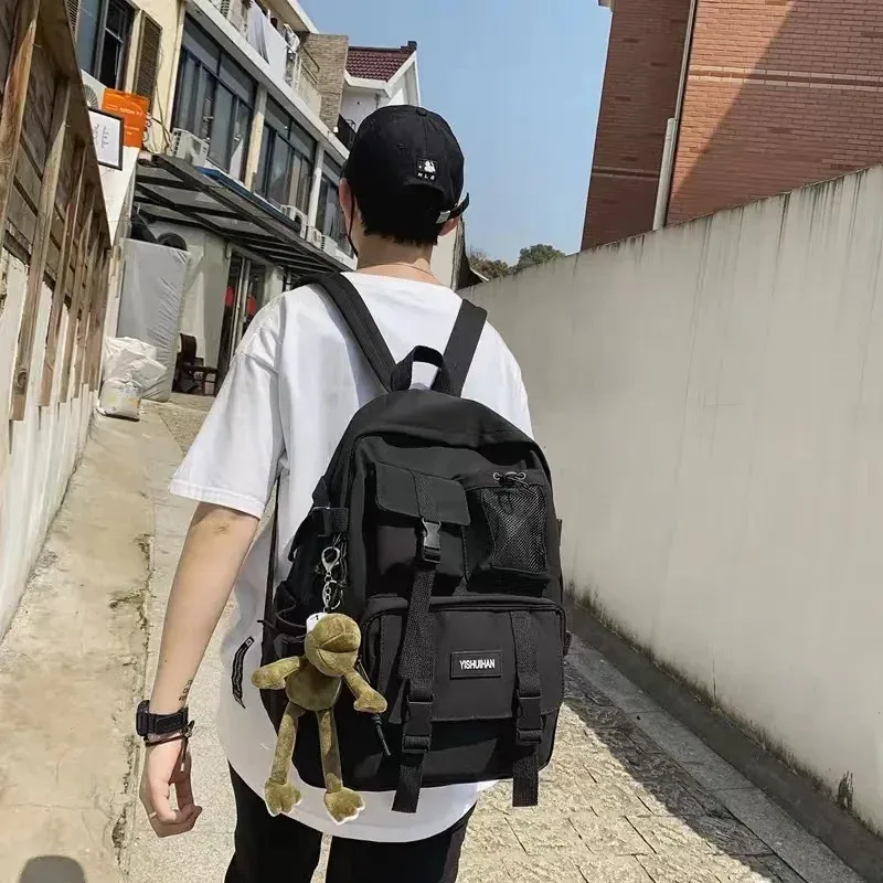 sac à dos à poches multiples pour hommes et femmes, sac de styliste avec boucle d'insertion en toile, sacs à dos pour ordinateur portable pour adolescents, sacs d'école pour étudiants