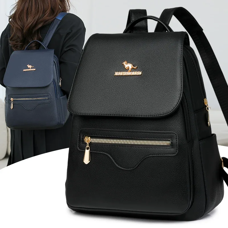 sac à dos de marque de grande capacité pour femmes, nouvelle couleur unie en cuir pu, sac d'école pour étudiants, loisirs voyage, sacs à bandoulière pour femmes