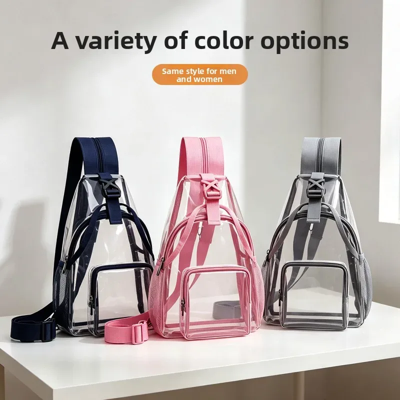 sac à bandoulière transparent, sac à dos de poitrine en pvc imperméable, petit format, approuvé pour les stades, sécurité rapide, pour femmes et hommes, concerts et événements
