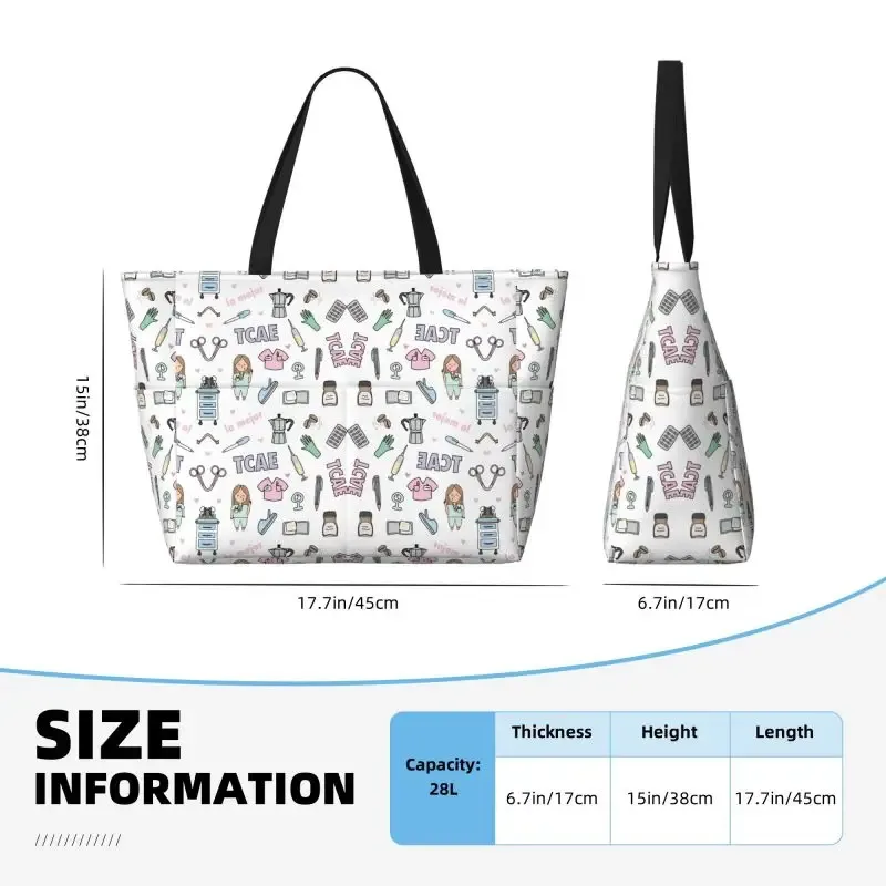 sac fourre-tout de plage médical personnalisé pour femmes, médecin, infirmière, extra large, salle de sport, sacs à main de voyage, sacs à provisions