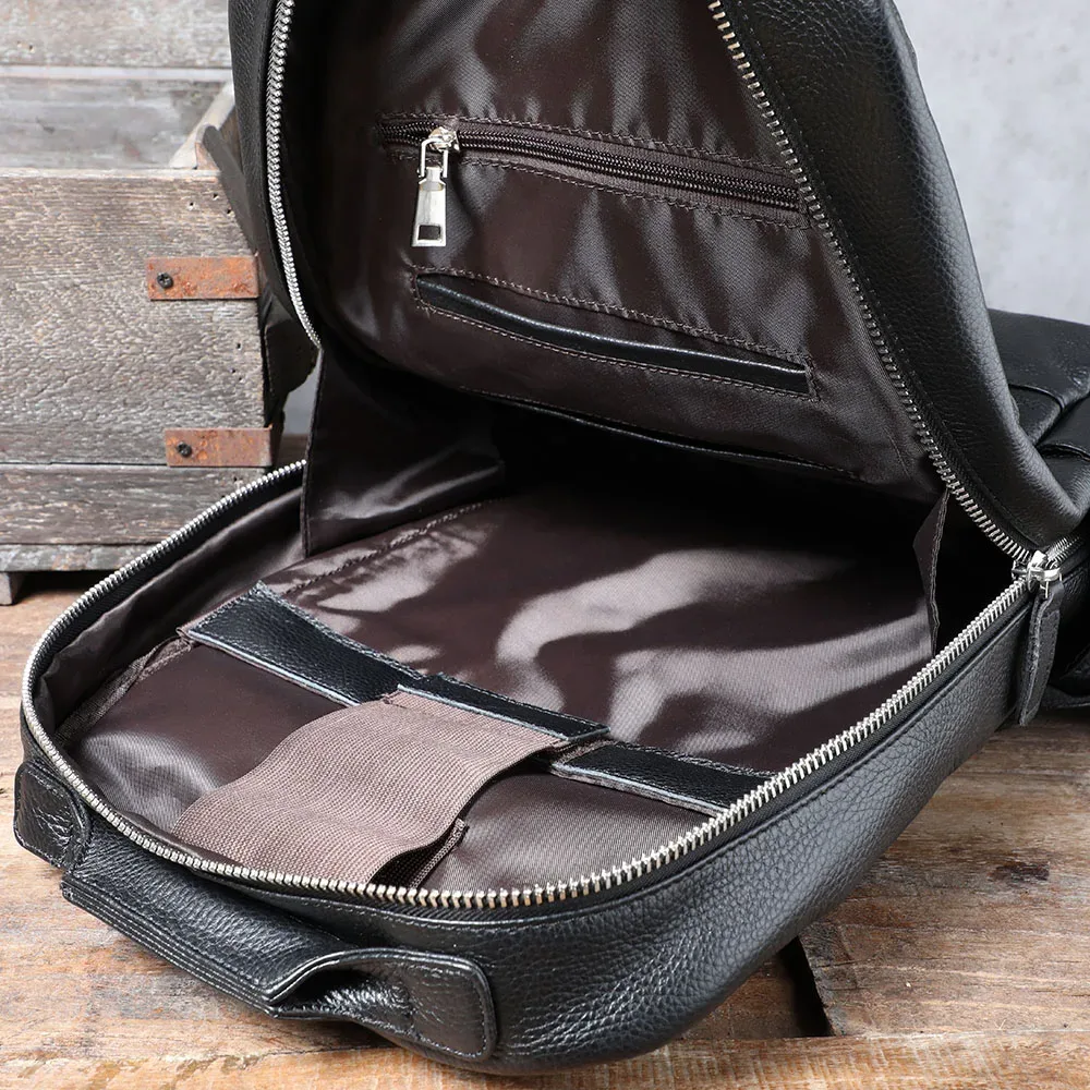 s.worker – sac à dos décontracté en cuir véritable pour hommes, sac à dos pour ordinateur portable de 15 pouces en cuir de vache, sac d'école fait à la main, style preppy