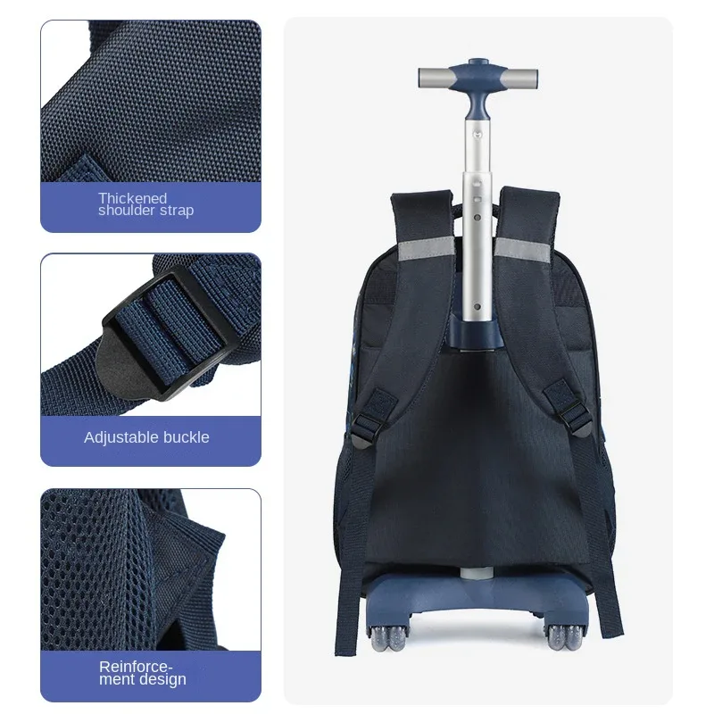 sac à dos roulant d'école avec roulettes pour garçons, ensemble de sacs à dos à roulettes d'école de football avec boîte à déjeuner, sacs de bagages de voyage pour enfants