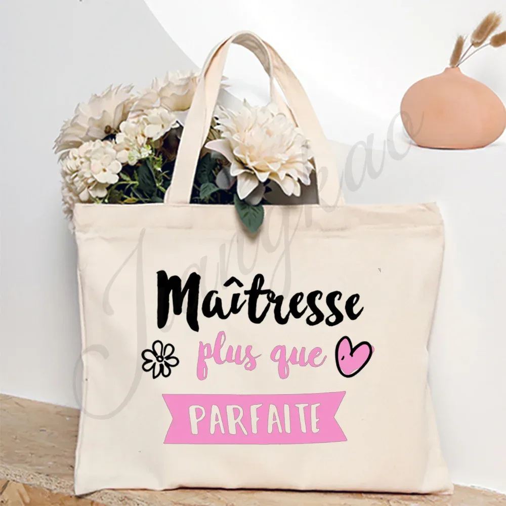 merci enseignant français impression femmes sac à bandoulière toile sacs à provisions femmes sacs à main sac fourre-tout réutilisable meilleurs cadeaux pour maitresse