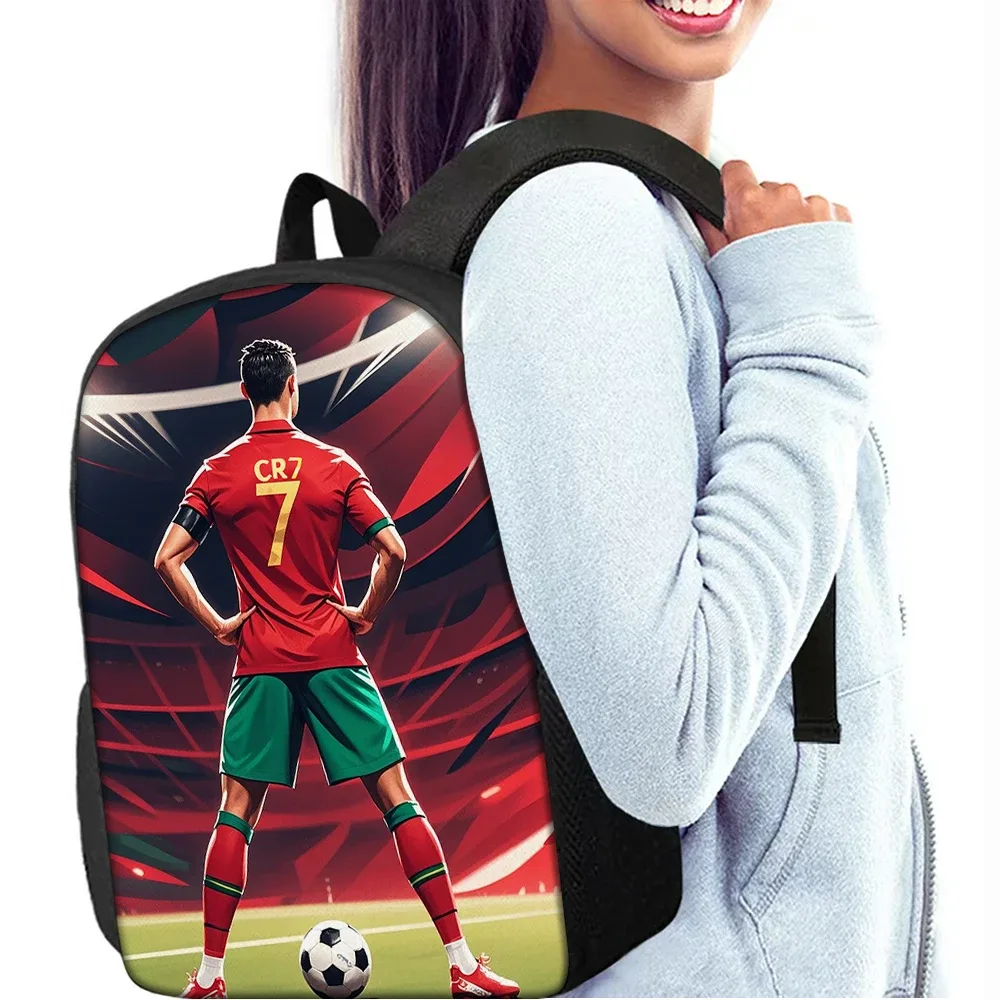 ensemble de sacs à dos 3 pièces à motif étoile de football cr7 – sac à dos décontracté de grande capacité avec pochette et sac fourre-tout assortis, parfait pour le quotidien