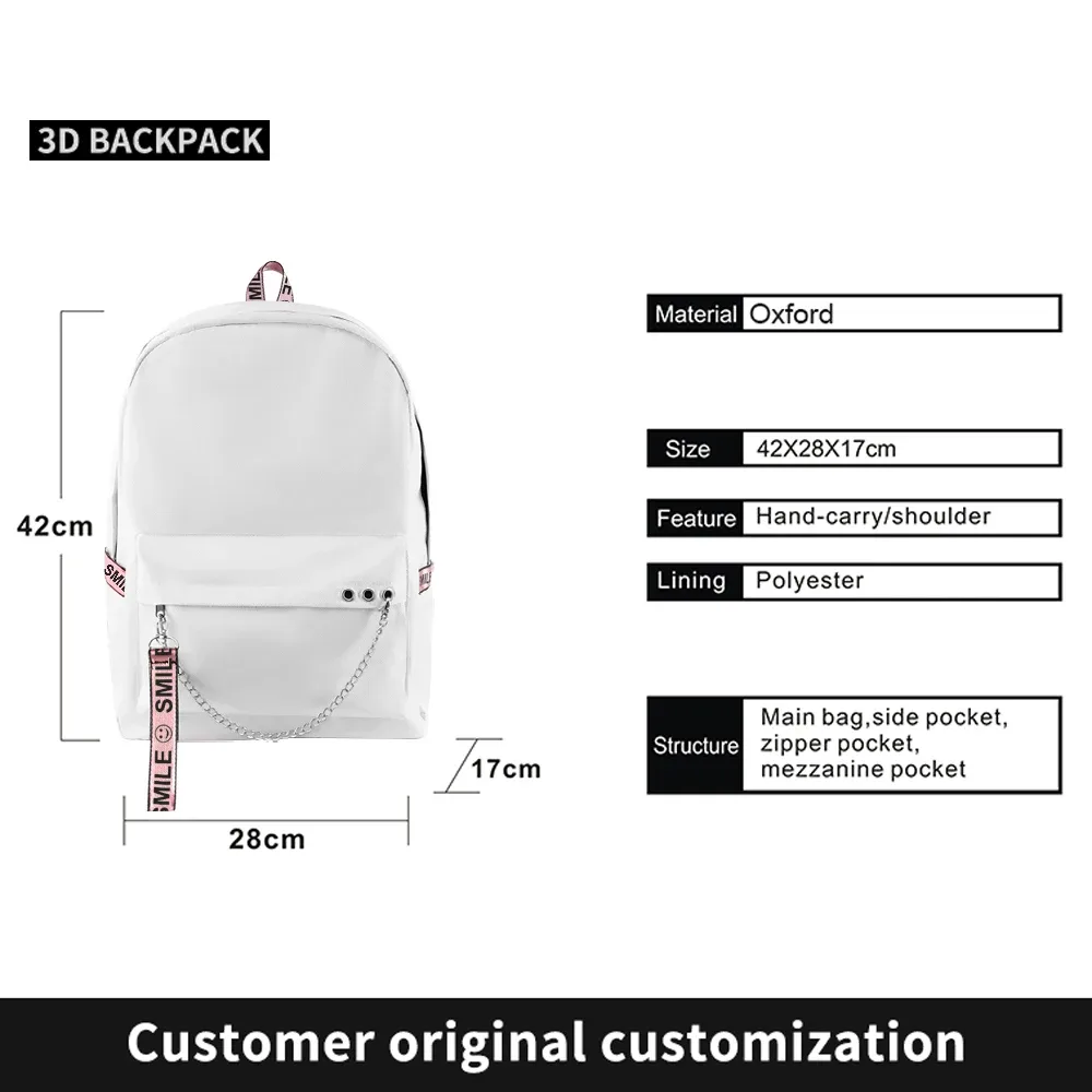 personnaliser le logo du sac à dos cadeaux personnalisés sacs à provisions personnalisés sacs de voyage bricolage sac fourre-tout tendance sac de retour à l'école grande capacité