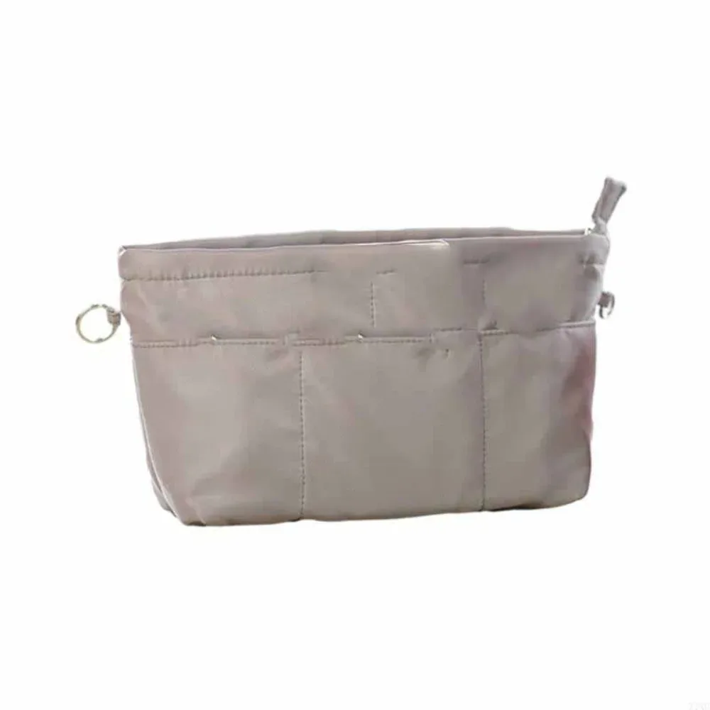 organisateur de cosmétiques vintage, sacs de rangement avec fermeture éclair, sac à main multi-poches, sac intérieur multifonctionnel de couleur unie pour femmes