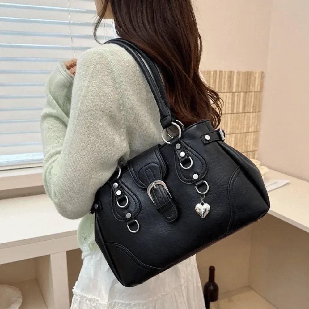 sac à bandoulière rétro style moto grande capacité en cuir pu pour femme, esthétique y2k, pour usage quotidien