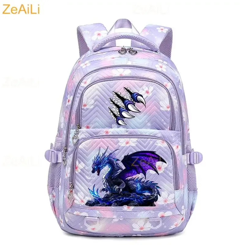 sac à dos imperméable pour femmes, motif libellule et floral, sac de voyage pour adolescentes, cartable pour adolescentes, mochila