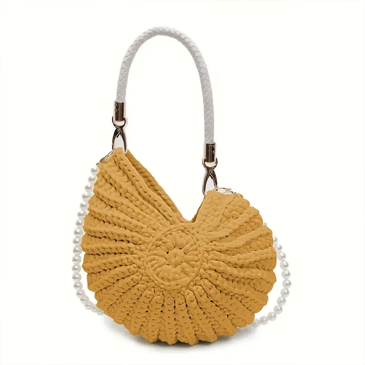 sac à main en coquillages tissé à la main avec chaîne de perles, grand sac de plage bohème pour femme, sac fourre-tout beige pour les vacances d'été, idéal pour