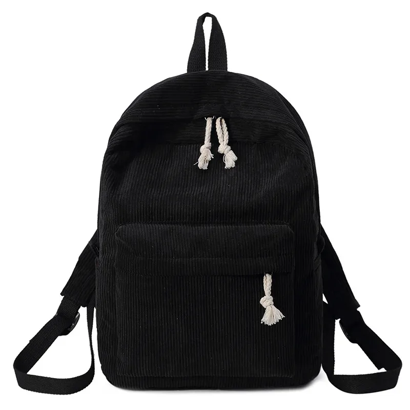 sac à dos simple en velours côtelé pour femmes, grande capacité, sacs d'école pour filles, sac de voyage portable pour adolescents, livre pour ordinateur portable