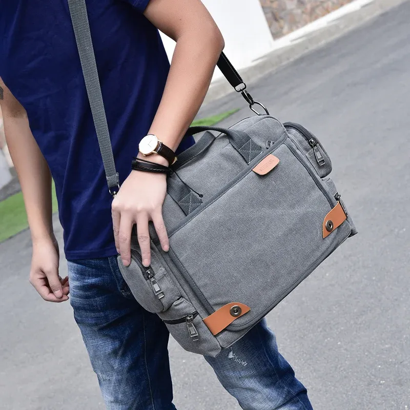 marque hommes sacs à bandoulière mâle toile sacs à bandoulière garçon sacs de messager homme sacs à main pour voyage décontracté grand cartable gris