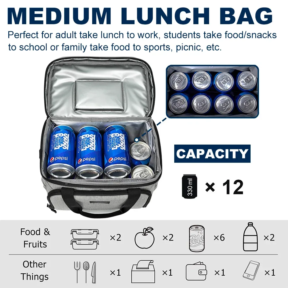 denuoniss 13l sac thermique boîte à déjeuner pour le travail sac de pique-nique voiture bolsa réfrigérateur portable sac isotherme sac à dos alimentaire