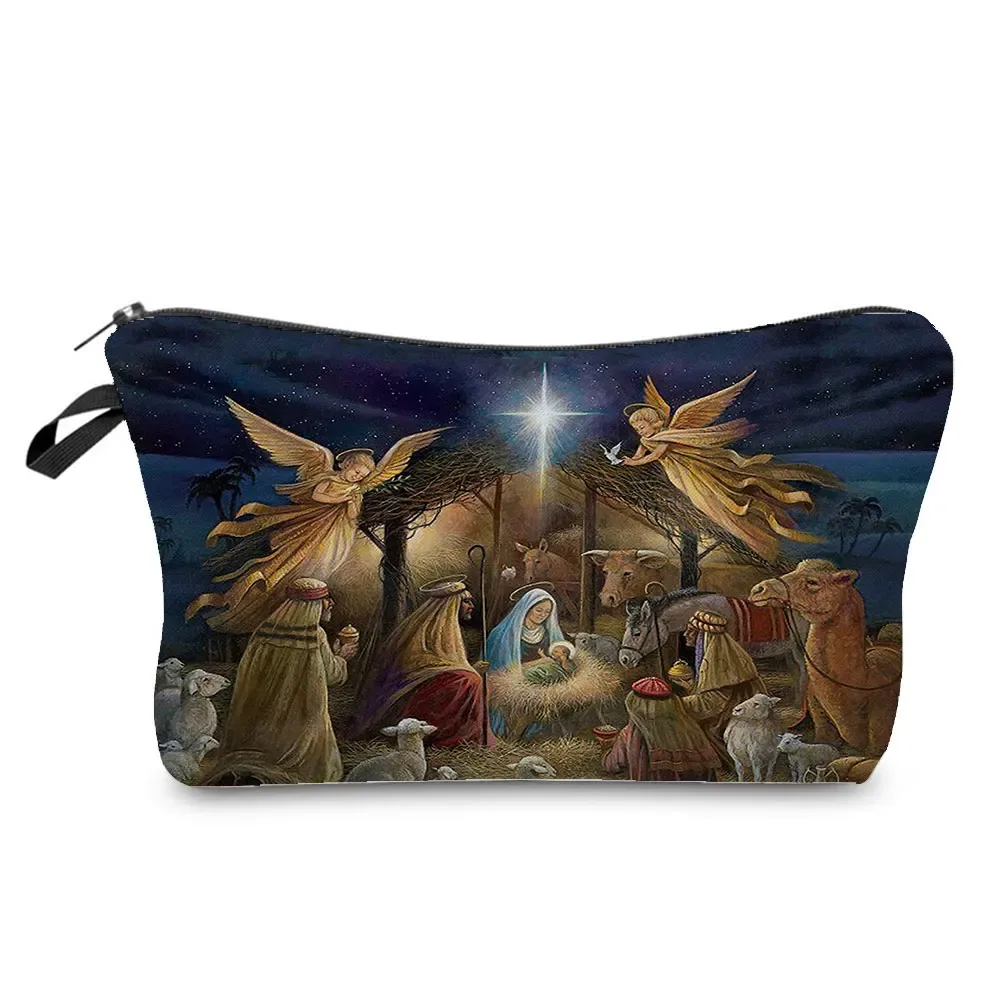 trousse de toilette à motif spinal pour femme, trousses de maquillage brodées personnalisées, trousse de toilette de voyage, belle déesse, imprimé enfant
