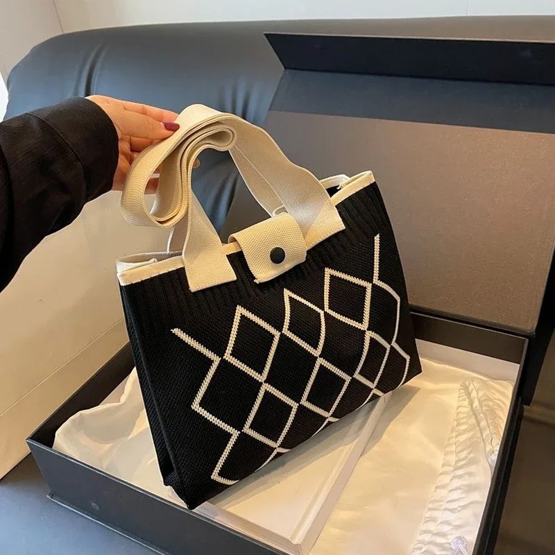 nouveau sac à bandoulière tendance grande capacité pour femmes – sacs à main polyvalents en tricot et crochet