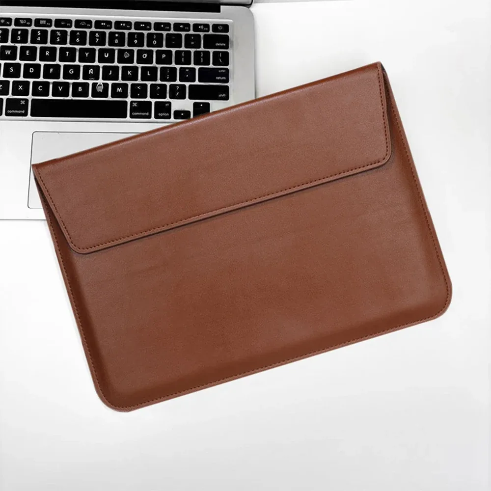 sacoche pour ordinateur portable en cuir pu personnalisable avec nom, pour hommes et femmes, 13/15 pouces, support pour ordinateur en anglais