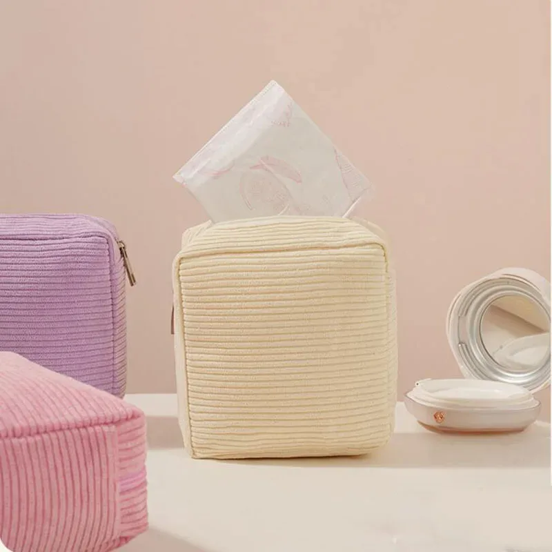 mini pochette de maquillage pour cartes de rouge à lèvres, pièces de monnaie, serviettes hygiéniques, mallette de rangement, sacs en velours côtelé pour femmes, sac de rangement de cosmétiques de voyage
