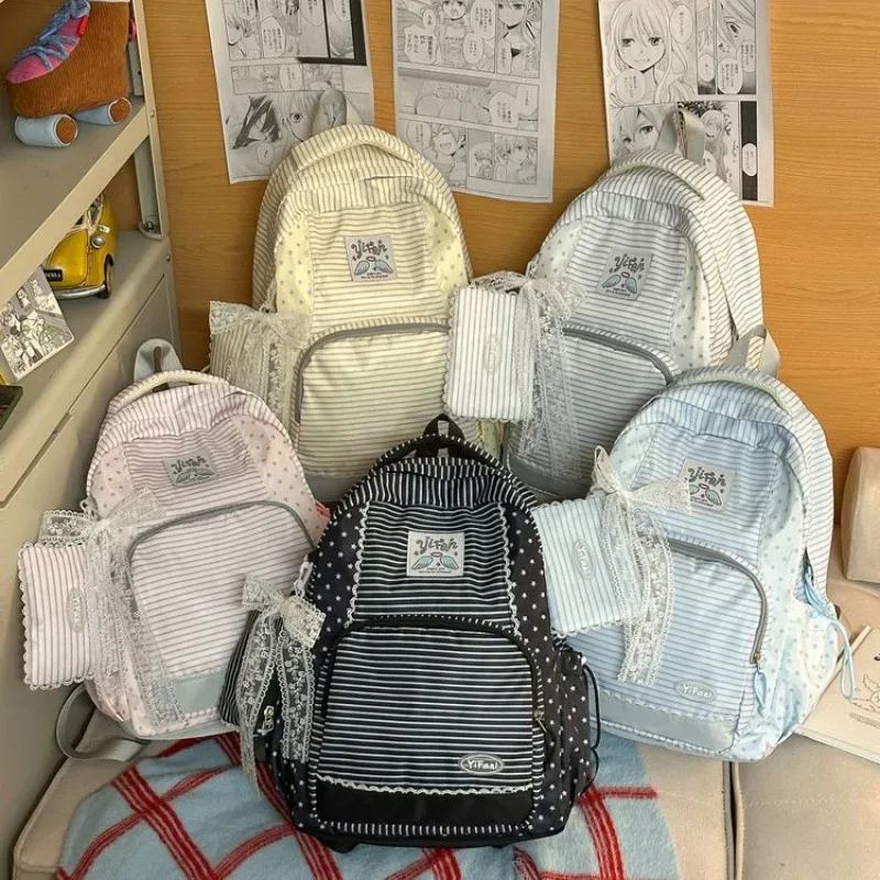 sac à dos d'étudiant stripe star, grande capacité, sacs à dos tendance, portables et légers, mochilas mujer, bolsas feminina