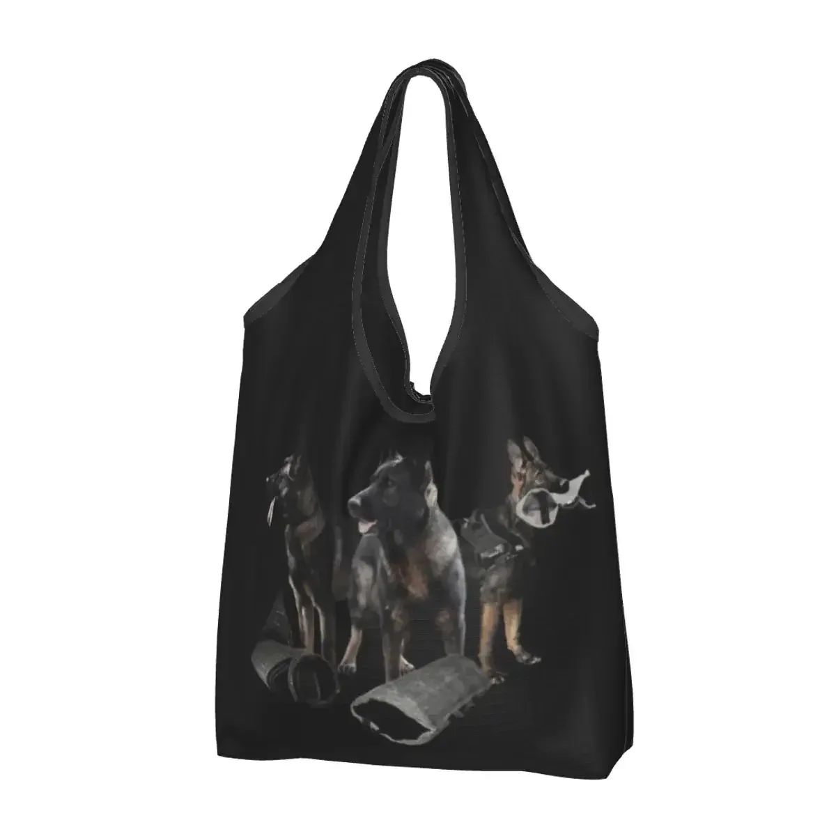 sac fourre-tout réutilisable pour femmes, sacs de courses d'épicerie portables, troupeau de contribuables allemands, sac à provisions pour amoureux des chiens, loup alsacien