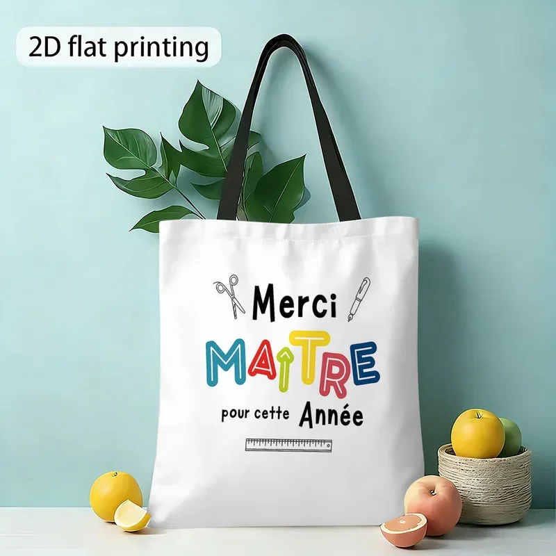 sac fourre-tout 1a avec motif imprimé, sac de shopping décontracté pliable et durable, design ouvert, adapté pour les voyages, les fêtes, la plage