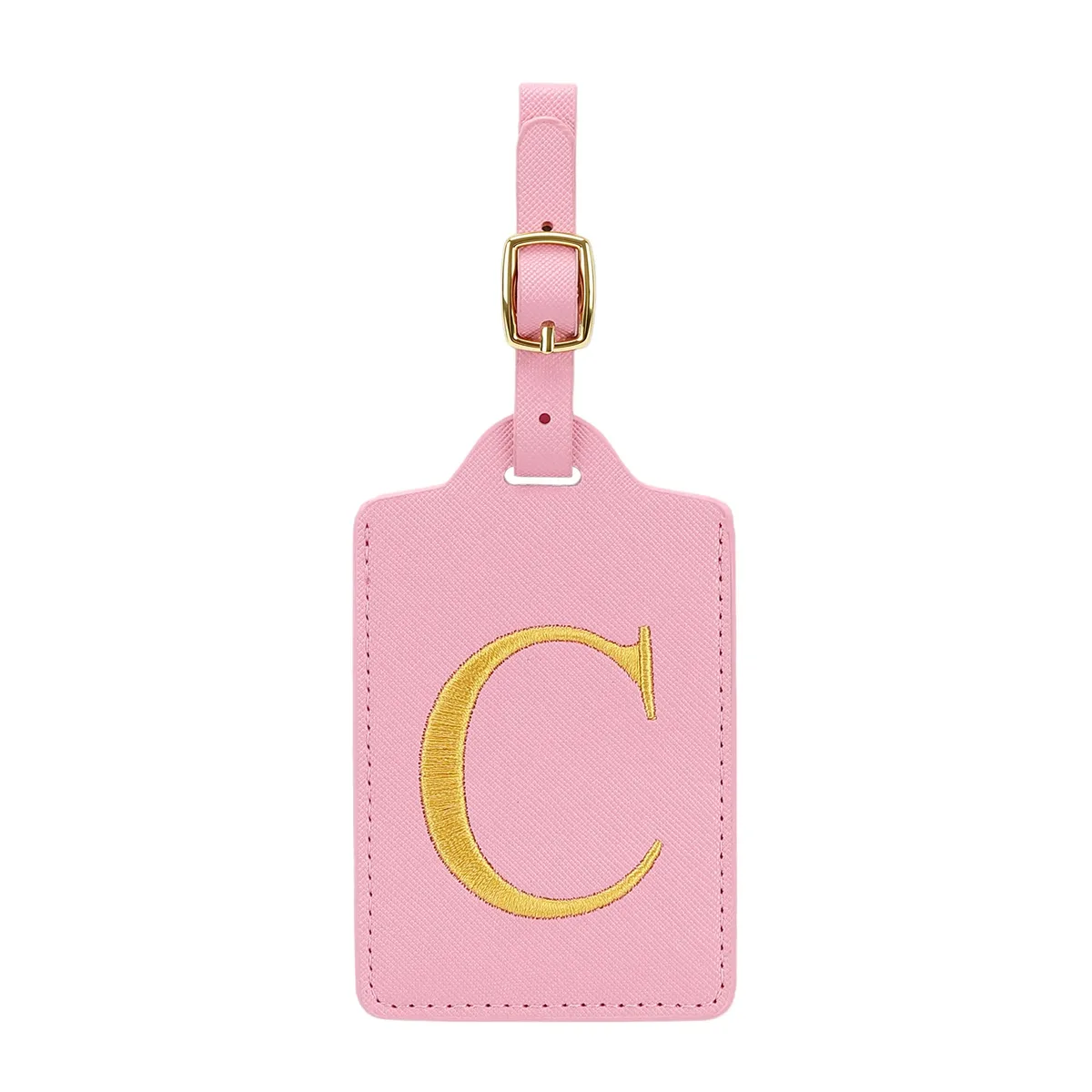 étiquettes de bagages miyin 26 lettres en cuir pu pour valises, protection de la vie privée, accessoires de voyage essentiels, rose