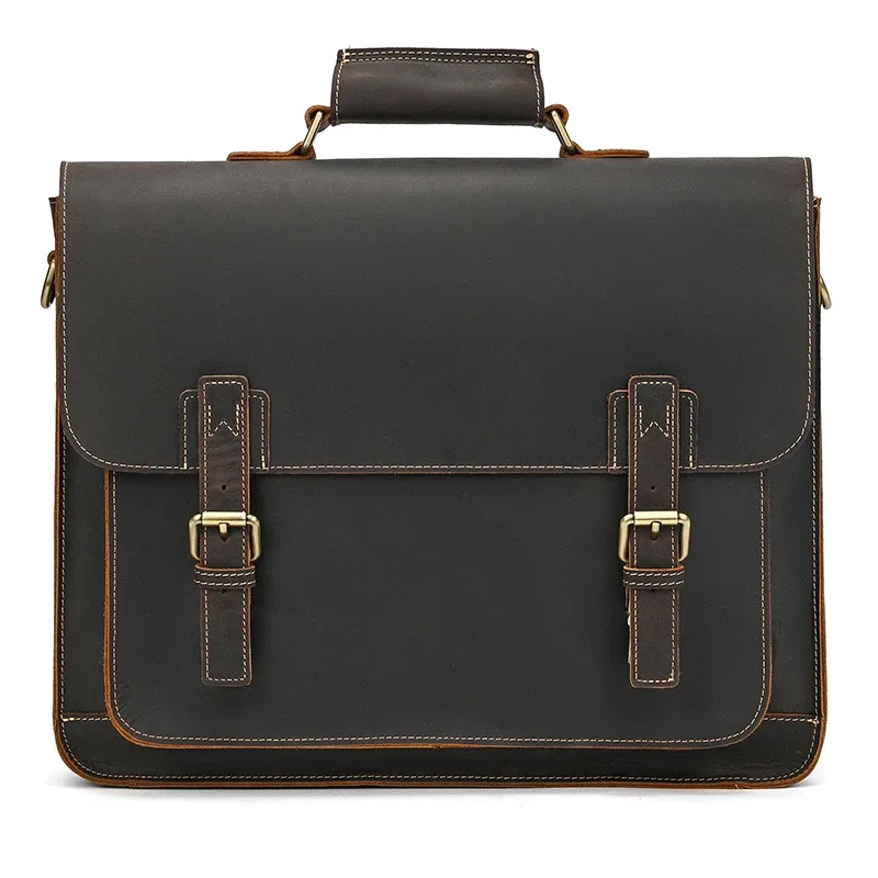 newsbirds grande capacité hommes sac en cuir véritable peau de vache hommes porte-documents sac ordinateur portable sac d'affaires pour 15.6 pouces pc sac d'ordinateur mâle