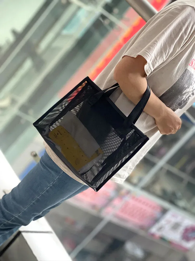 sac en maille avec logo personnalisé, trousse de maquillage à main, trousse de toilette, fitness, yoga, sac de transport pour maman, magasin de shopping