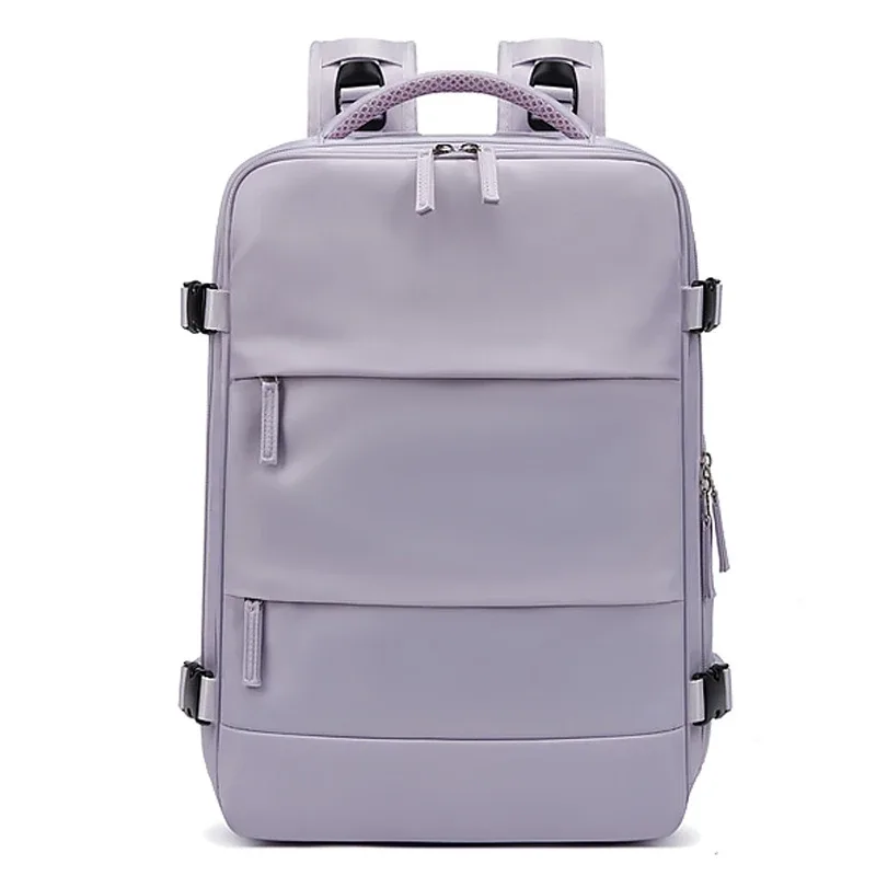 sac dos nylon vert pastel gris compartiment ordinateur poches latérales usage voyage école affaires courtes distances
