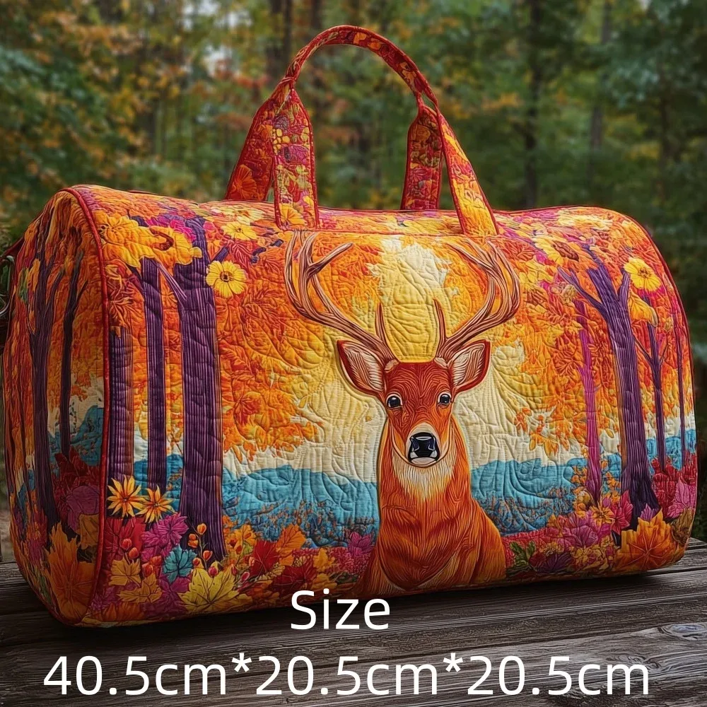 sac de voyage matelassé 3d imprimé cerf de la forêt, sac polochon fourre-tout avec poignées supérieures, bagage vintage style cabine pour femmes et hommes, idéal pour la gym, le sport et les voyages, bagage à main