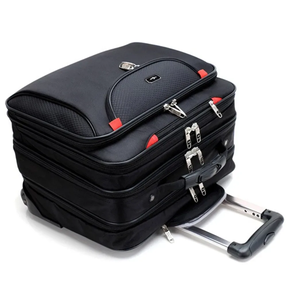 valise à roulettes pour ordinateur portable de 18 pouces en oxford imperméable, multi-poches, pour ordinateur portable, tablette, sac de transport, bagage de voyage