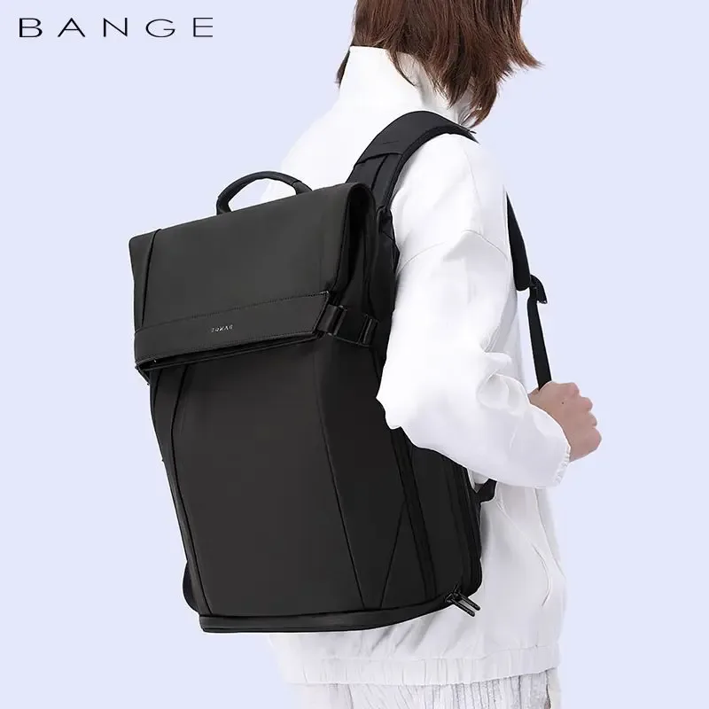 sac à dos d'affaires pour homme bange 15,6 pouces, sac à dos imperméable multi-compartiments, sac de voyage noir, adapté aux hommes