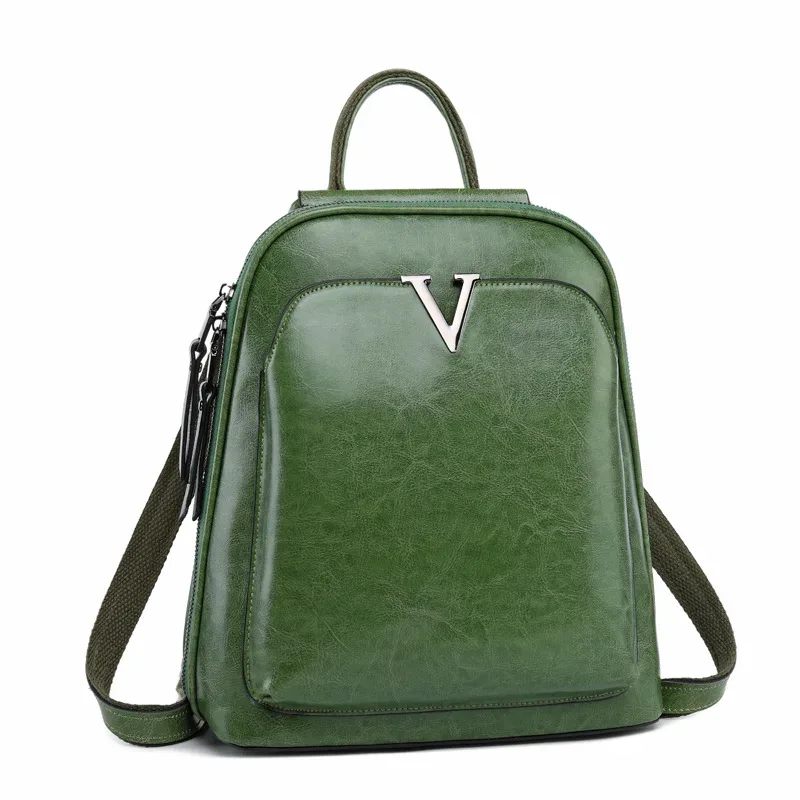 sac à dos en cuir véritable pour femme, sac à dos en cuir de vachette rétro, sac à dos pour femme, sacs à bandoulière initiés, sac à dos à l'huile, mode scolaire, avertir