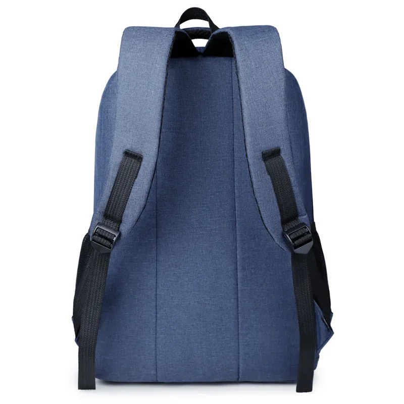 sac dos oxford université bleu marine accents noirs logo orange poche zippée support arrière polyester coton bio 36 55 litres bandoulière arquée crochet boucle