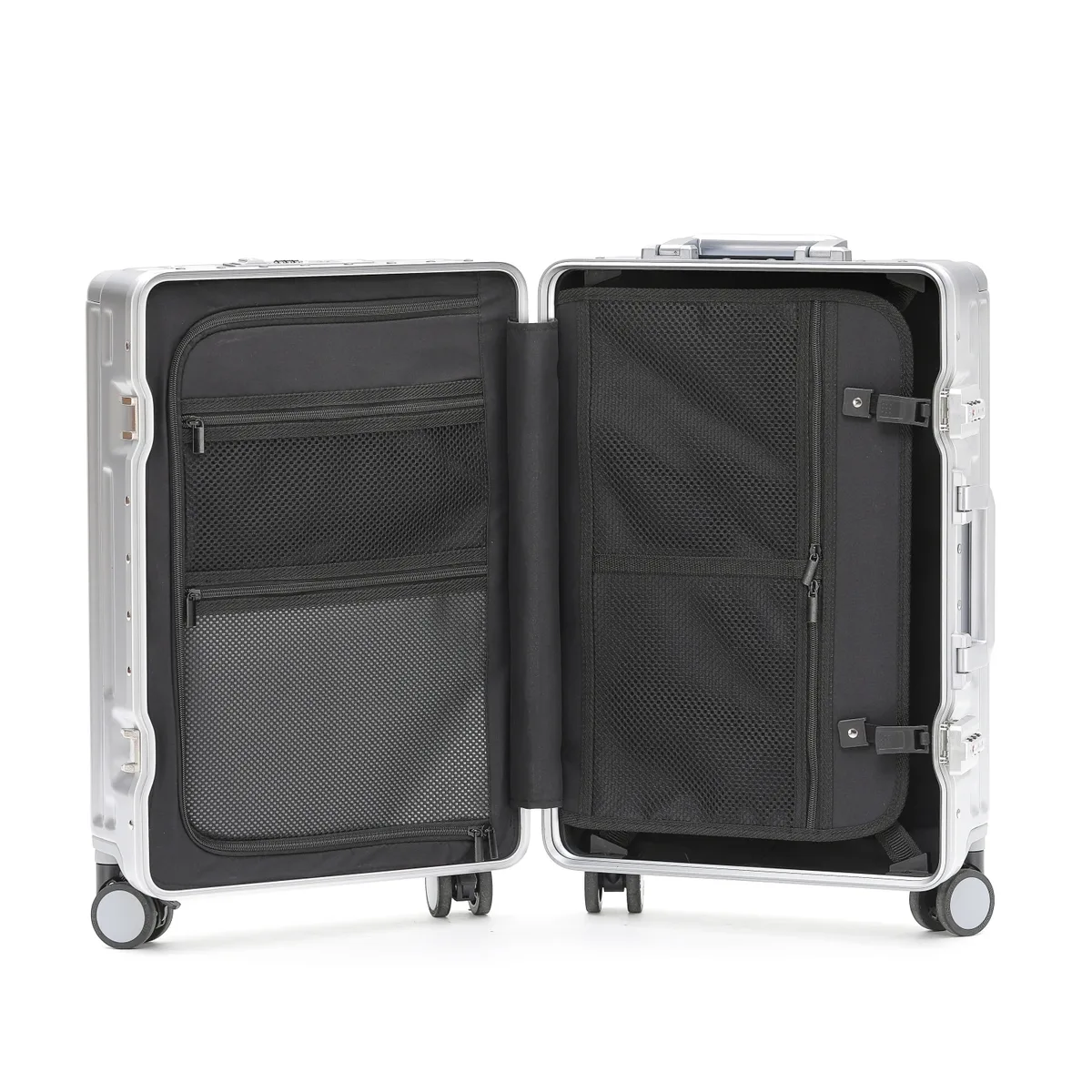 valise à ouverture frontale 20/24/26 pouces, coque rigide en pc, bagage à roulettes pour homme avec cadre en aluminium, serrure tsa, port de charge