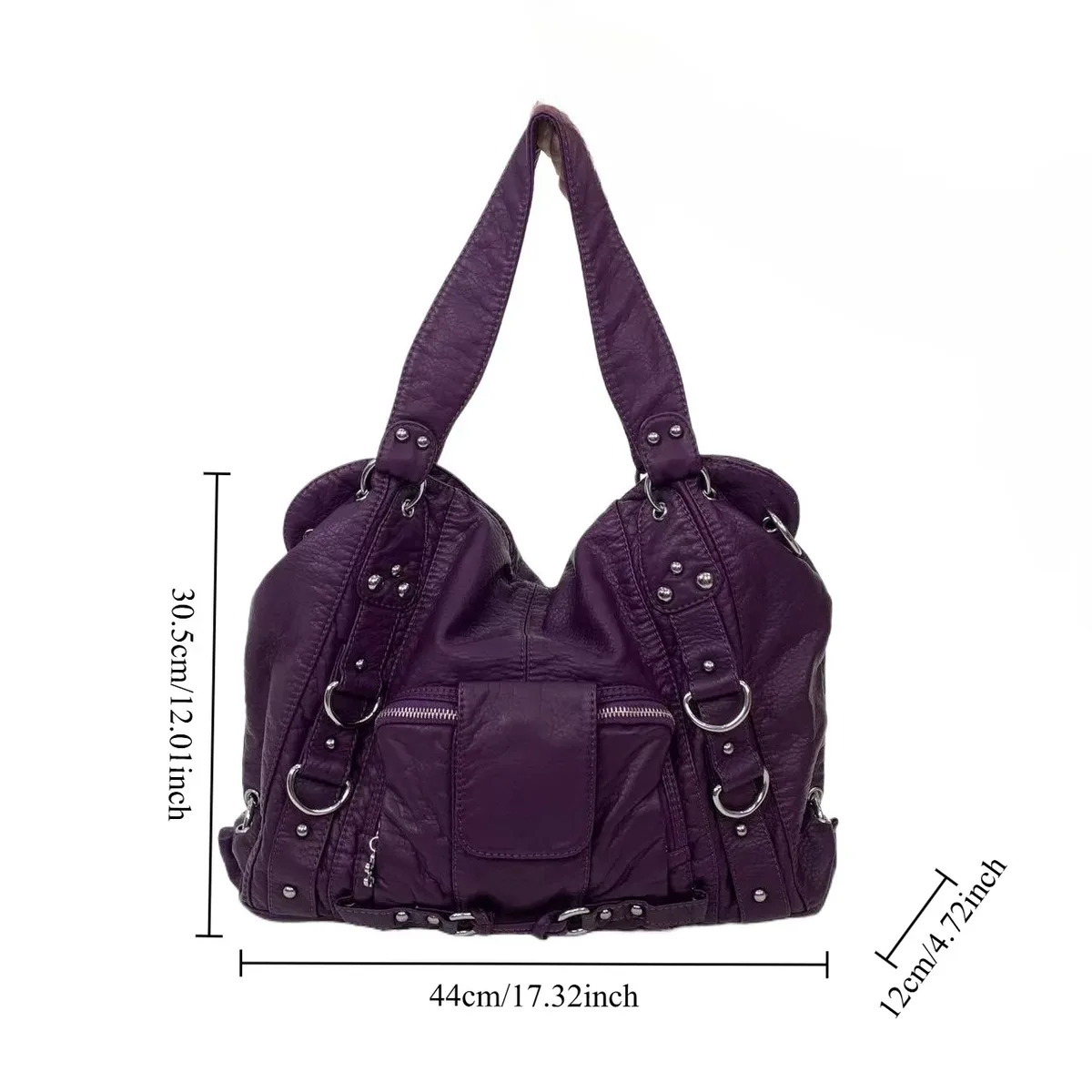 y2k fashion street – sac fourre-tout personnalisé pour femmes, grande capacité, rétro en détresse, sac à bandoulière en cuir végétalien pur