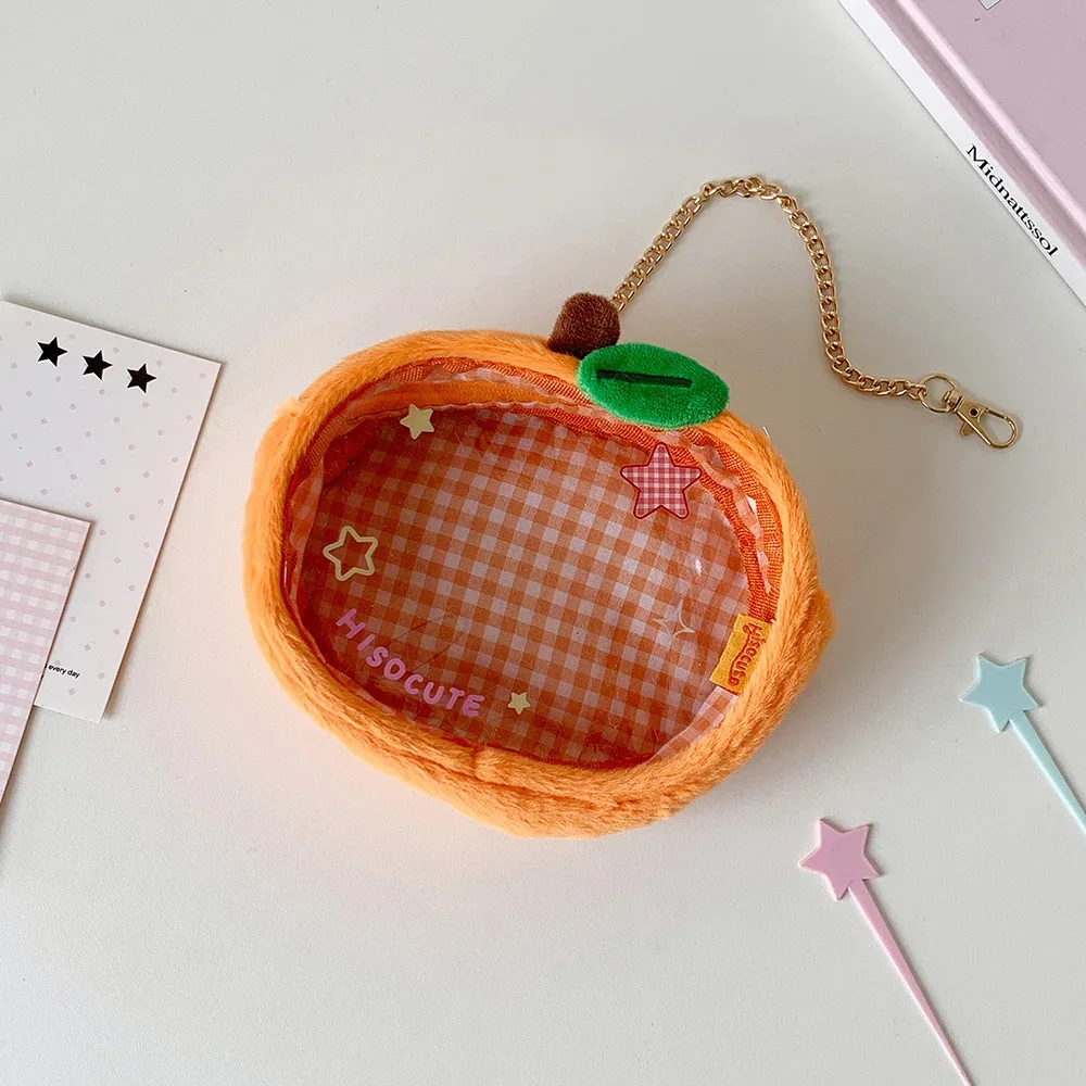 sac de rangement de poupée en peluche orange fraise, dessin animé mignon pour femmes, accessoires de décoration, pendentif, sac d'exposition de figurines, cadeaux d'anniversaire pour filles