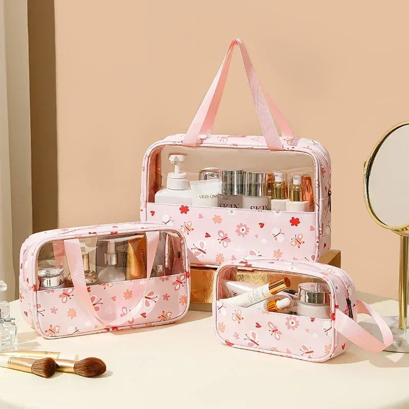 trousse de toilette femme 3 pièces translucide grande capacité – sacs de voyage essentiels pour cosmétiques et articles de bain