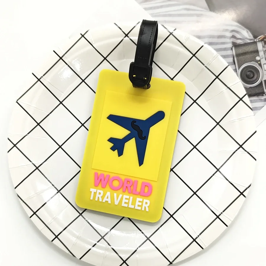 étiquette de bagage en pvc pour avion, 1 pièce, accessoires de voyage, carte d'identité pour étudiants, garçons et filles