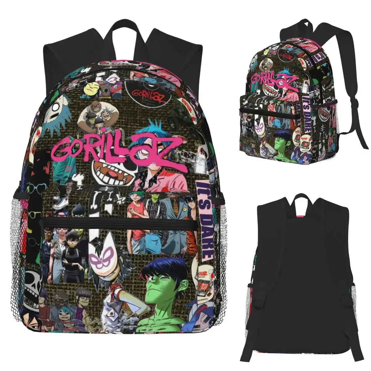 bande de musique gorillaz étudiant sac à dos sac d'école randonnée voyage sac à dos pour garçons filles bookbag sacs à bandoulière