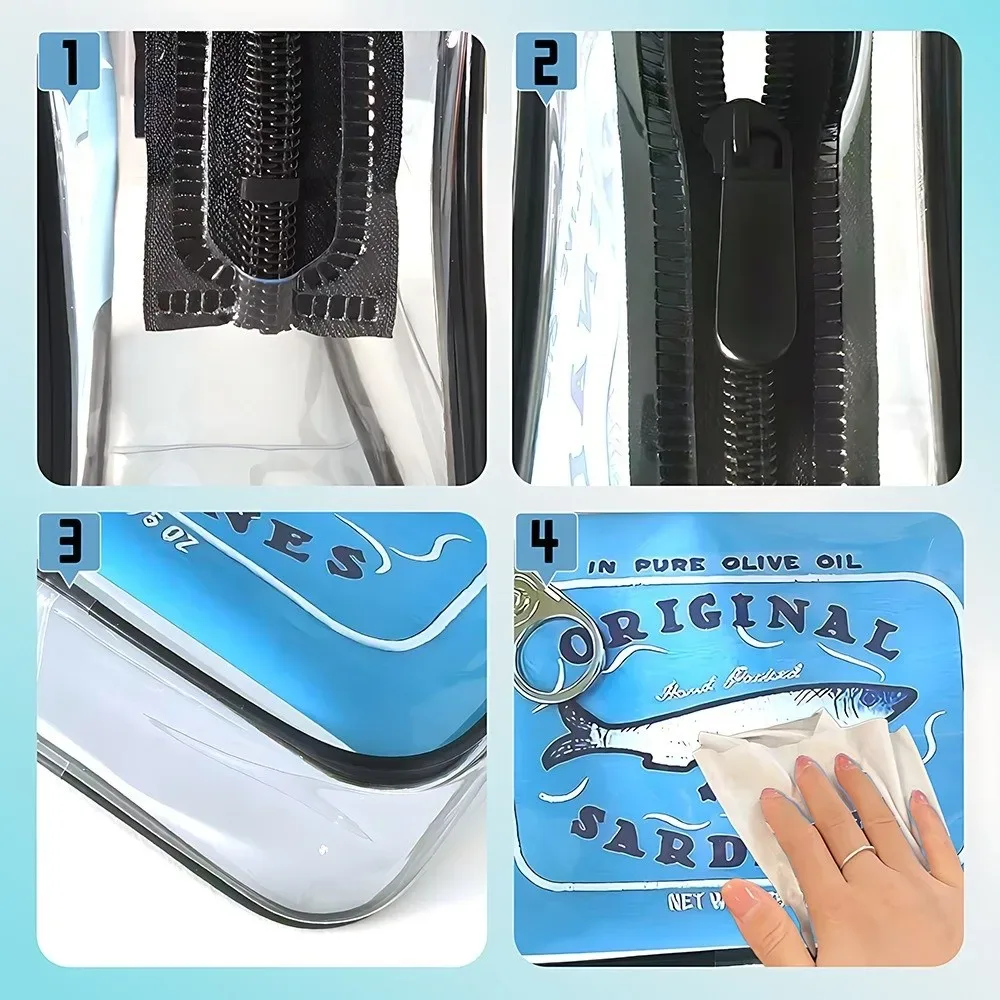 sac de maquillage en pvc avec fermeture éclair, sac cosmétique transparent, format portable, style sac à main, sac cosmétique de voyage pour les voyages