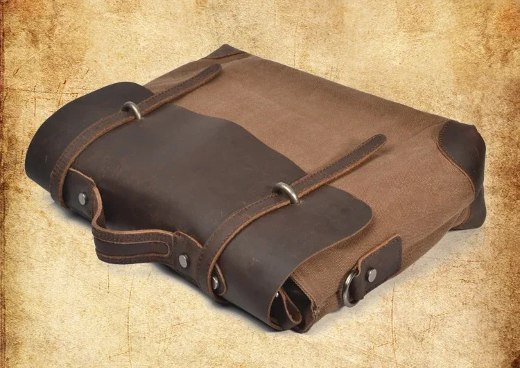 sac messager vintage militaire en toile et cuir pour homme, sac à bandoulière, sac fourre-tout, sacoche en cuir, sac bandoulière