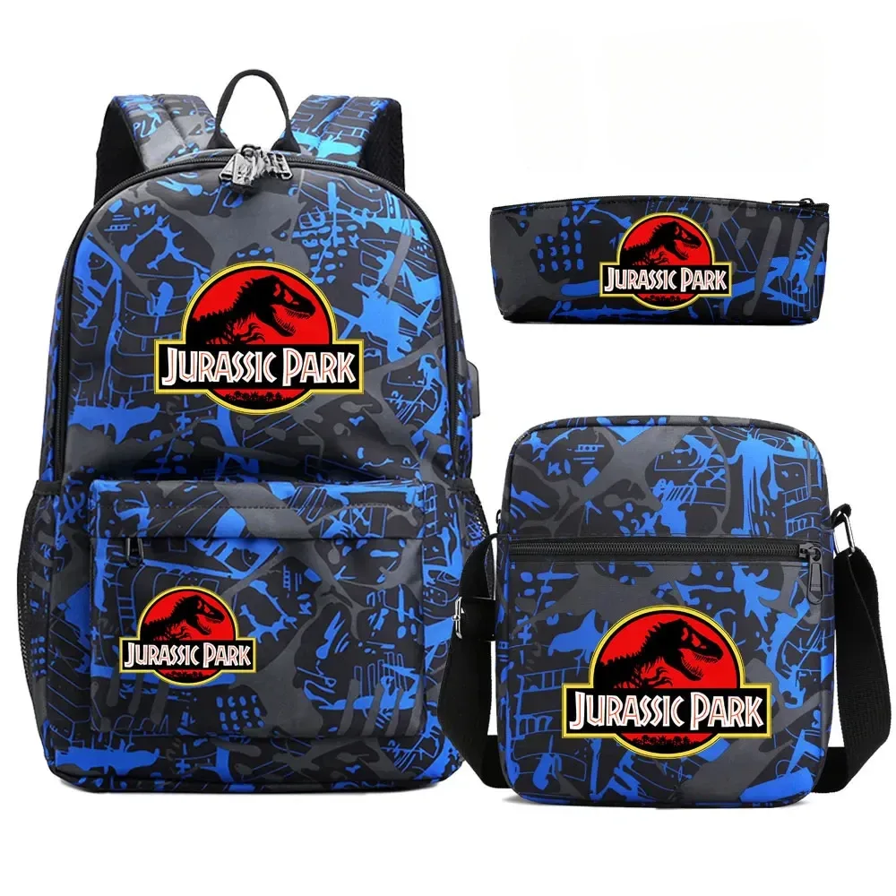 sac à dos de voyage avec serrure antivol usb pour garçon et fille, cartable pour livre d'école pour enfants, sac à stylo, 3 pièces