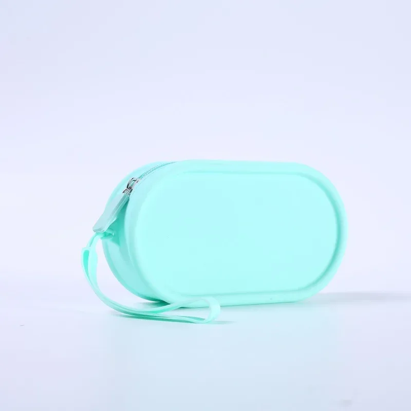pochette de rangement en silicone, étanche, avec fermeture éclair, sac de maquillage 16,7 cm x 9,1 cm x 4,5 cm, grande capacité, pochette portable